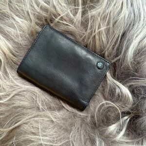 NWOT Black Leather Allsaints Bifold Wallet with Original Box